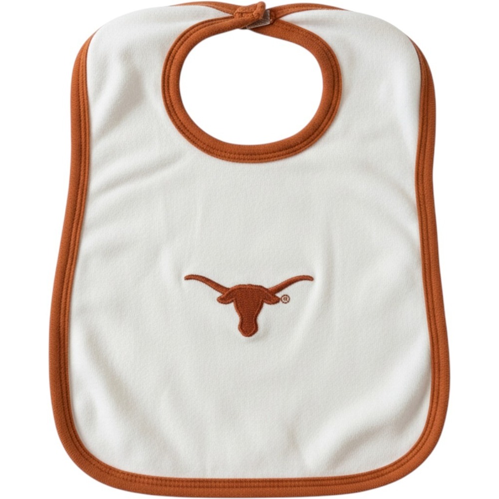 (CL) Two Feet Ahead University of Texas Longhorns Baby Bib White Burnt Orange OS